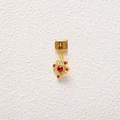 Detail of gold floral modular charm with red rhinestones for Italian link bracelets - Red Rhinestone Flower Snowflake Style (MKDZ-711)