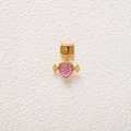 Detailed view of pink glitter heart charm with gold wings for Italian modular bracelets - Pink Glitter Winged Heart Style (MKDZ-723)