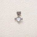 Silver modular heart charm with iridescent inlay and wings for DIY charm bracelets - Silver Iridescent Winged Heart (MKDZ-760)