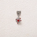 Ciondolo componibile italiano in acciaio con fiore di strass rosso per bracciale DIY - Fiore Strass Rosso Argento (MKDZ-786)