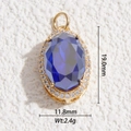 Blue oval crystal pendant with sparkling zircon halo in gold plated copper setting - Oval Deep Blue Zirconia (DYS-5740)