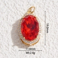 Elegant gold oval ruby pendant with sparkling cubic zirconia halo and dimensions - Oval Ruby Color (DYS-5741)