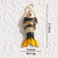 Ciondolo carpa koi in smalto nero e giallo placcato oro per creazioni di gioielli DIY - Stile Koi Gradiente Nero Giallo (DYS-5716)
