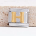 Italiaanse stijl roestvrijstalen armband schakel met gouden letter H - Zilveren Basis Gouden H