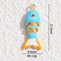 Colorful koi fish pendant in gold plating with blue drip oil enamel for DIY jewelry - Sky Blue Orange White Koi Style (DYS-5717)
