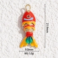 Macro detail of a colorful enamel koi fish pendant with dimensions 21.9mm by 9.0mm - Red Orange Green Koi Style (DYS-5719)