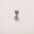 Italian charm link with green marquise and clear round rhinestones in floral design - Silver Green White Rhinestone Berry (MKDZ-783)