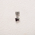 Macro shot of Italian charm link featuring a silver berry pendant with red and green crystals - Silver Red Green Rhinestone Cherry (MKDZ-784)
