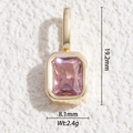 Dettaglio ciondolo in cristallo rosa con misure di 19,2mm di altezza e 8,1mm di larghezza - Rosa Rettangolare (DYS-5749)