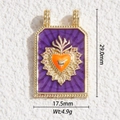 Vue détaillée des dimensions du pendentif tarot 29mm par 17,5mm et poids de 4,9g - Sacré-Cœur Rectangle Violet (DYS-5795)