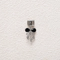 Italienisches Charm-Glied mit schwarzer Emaille-Schleife und funkelnden Strasssteinen - Schwarze Schleife Quaste Stil (MKDZ-761)
