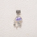 Polished silver jellyfish charm with purple gemstone and crystals for modular bracelets - Purple Jellyfish Shape Style (MKDZ-771)