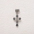 Detail of Italian charm with black enamel gothic cross and sparkling white rhinestones - Black Cross Gothic Style (MKDZ-772)