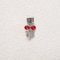 Detailed close-up of a bow-shaped charm with red stones and zircon tassels for DIY bracelets - Red Bowknot Tassel Style (MKDZ-763)