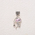 Macro detail of a jellyfish charm pendant with pink inlay and crystals for DIY bracelet - Pink Jellyfish Shape Style (MKDZ-770)