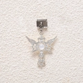 Italian charm bracelet module with silver winged cross pendant and opal style stone center - Silver Winged Cross Style (MKDZ-792)
