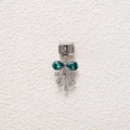 Detail of Italian charm link featuring green pear gems and white zircon tassels - Deep Green Pear Flower Style (MKDZ-765)