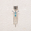Steel modular bracelet charm with blue rhinestones and vintage butterfly pendant - Lake Blue Butterfly Style (MKDZ-798)