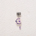 Detail of moon charm with purple crystals and butterfly enamel for modular bracelet - Purple Enamel Moon Style (MKDZ-776)