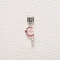 Close-up of pink crystal crescent moon and butterfly charm for Italian modular bracelet - Pink Crescent Moon Butterfly Style (MKDZ-777)
