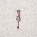 Macro detail of Italian charm bracelet link with pink crystal vine dangle pendant - Pink Vine Branch Style (MKDZ-769)