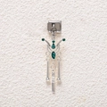 Macro detail of silver DIY modular charm with deep green gemstones and metal wings - Dark Green Wing Style (MKDZ-795)
