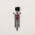Detail of gothic style black metal link charm with red teardrop and round gemstones - Red Gothic Butterfly Style (MKDZ-794)
