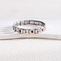 Italian style 18K gold stainless steel charm bracelet with red cherry and strawberry motifs - Full Bracelet / Silver Mixed Style