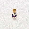 Italian charm pendant with gold paw dangle featuring blue stripes and a red heart - Blue White Striped Heart Star Paw Print Style (GMKDZ-560)