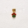 Italian charm with golden dog paw pendant and heart detail for modular bracelet - Red Green Heart Paw Print Style (GMKDZ-562)