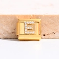 Maillon modulaire italien doré avec lettre E en cristaux étincelants pour bracelets - Lettre E (MK-3038)