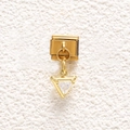Italian charm bracelet module with gold-plated stainless steel and triangle crystal charm - Transparent Triangle Stone Style (MKDZ-874)