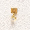 Italian charm link with a gold heart pendant and sparkling heart-shaped crystal - Gold Heart Shaped Style (MKDZ-872)