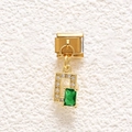 Macro detail of Italian gold modular charm with emerald green stone and white crystals - Emerald Green Rectangular Style (MKDZ-849)