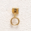 Macro shot of a polished gold stainless steel modular bracelet charm on a white background - Round Modular Link Style (MKDZ-863)