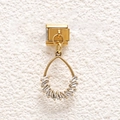 Italian charm bracelet component with gold-plated base and crystal teardrop pendant - Waterdrop Tassel Style (MKDZ-865)