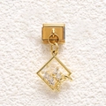 Detail of gold modular bracelet charm with square frame and baguette-cut zircons - Square Baguette Cut Style (MKDZ-860)