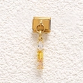 Macro detail of Italian charm link with gold finish and three colored gems - Triple Color Oval Stone Style (MKDZ-840)