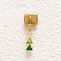 Detail of Italian modular charm link with three triangular green gradient crystals - Triple Color Green Gradient Triangle (MKDZ-834)