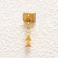 Detailed close-up of a gold Italian charm link featuring three tiered triangular gemstones - Triple Color Yellow Champagne Triangle (MKDZ-831)