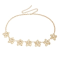 Catena da corpo dorata con sette fiori e perle per bikini e stile estivo da donna - Oro