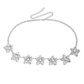 Catena da vita a fiori argentata con perle e prolunga per abbigliamento bikini - Color Acciaio