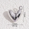 Polished silver heart pendant charm with top ring and dimensions of 17.3mm x 16.0mm - Polished Silver Heart Style (DLD-5401)