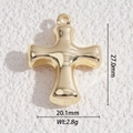 Chunky gold-plated cross pendant for DIY jewelry, measuring 27mm in height and 20.1mm width - Gold Cross Style (DLD-5402)