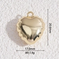 Golden heart pendant with scalloped edges and mounting ring, 20.6mm by 17.0mm charm - Scalloped Heart Style (DLD-5403)