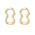 Schicke goldene unregelmäßige Bio-Wellen-Ohrringe mit poliertem Flüssigmetall-Finish - Ohrringe / Gold