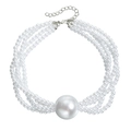 Elegant multi-layer white pearl choker necklace with a large central pearl statement piece - Multi-layer Necklace (ZW2352) / White Pearl Necklace (ZW2352)