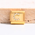 Maillon de bracelet italien doré avec lettre C ornée de cristaux scintillants - Lettre C (MK-3036)