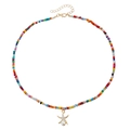 Collier bohème en perles colorées avec pendentif étoile de mer dorée et détail de perle - Étoile de Mer de Diamant