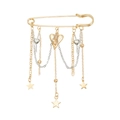 Brosche als Sicherheitsnadel in Gold und Silber mit Ketten, Sternen und Herzanhängern - Pentagramm Herz Mehrlagige Kette Stil (ZW2455)